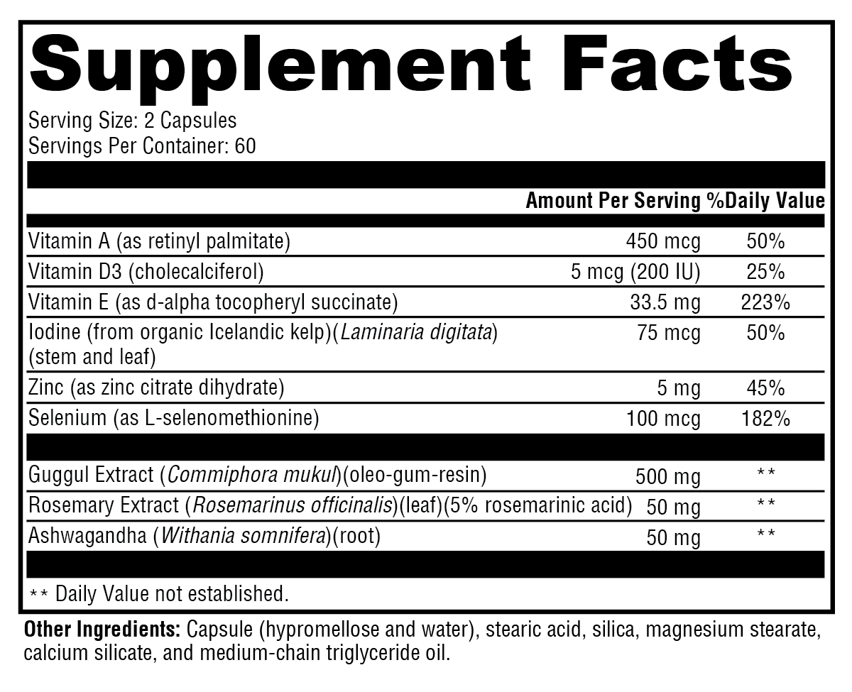 MedCaps T3™ 120 Capsules Supplement Facts