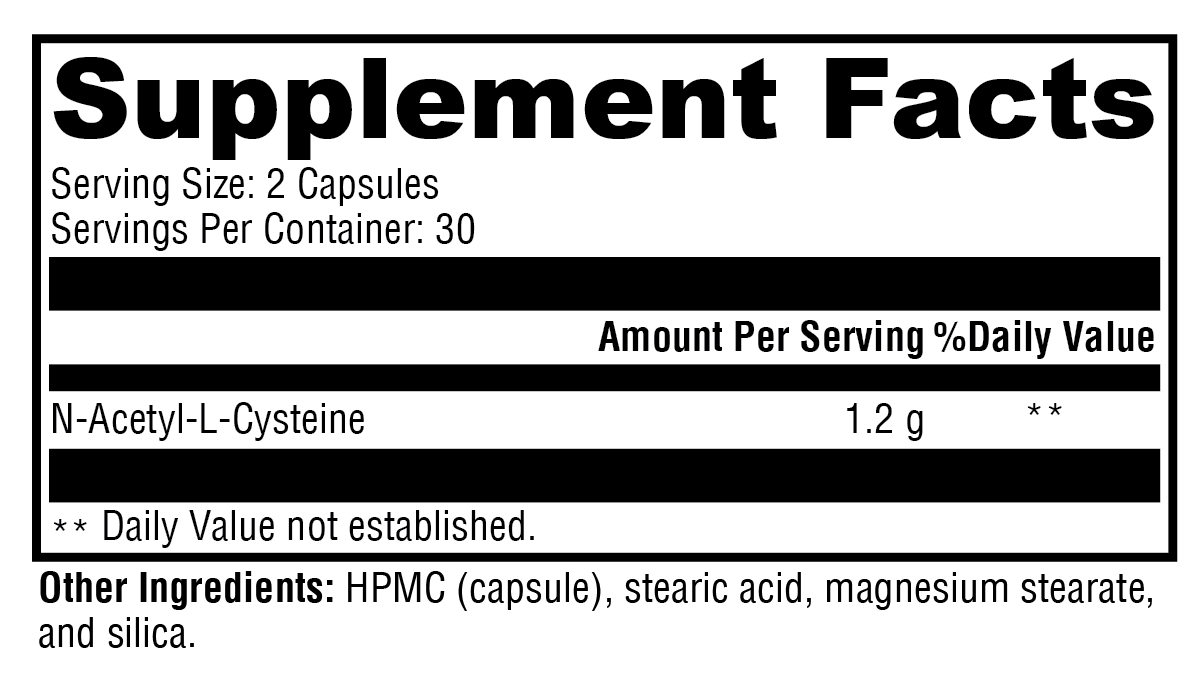 NAC 60 Capsules Supplement Facts